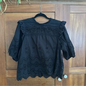 Black Eyelet Women's Top